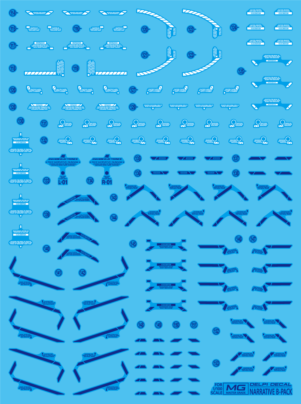 Delpi Decal - MG 1/100 Narrative B Packs