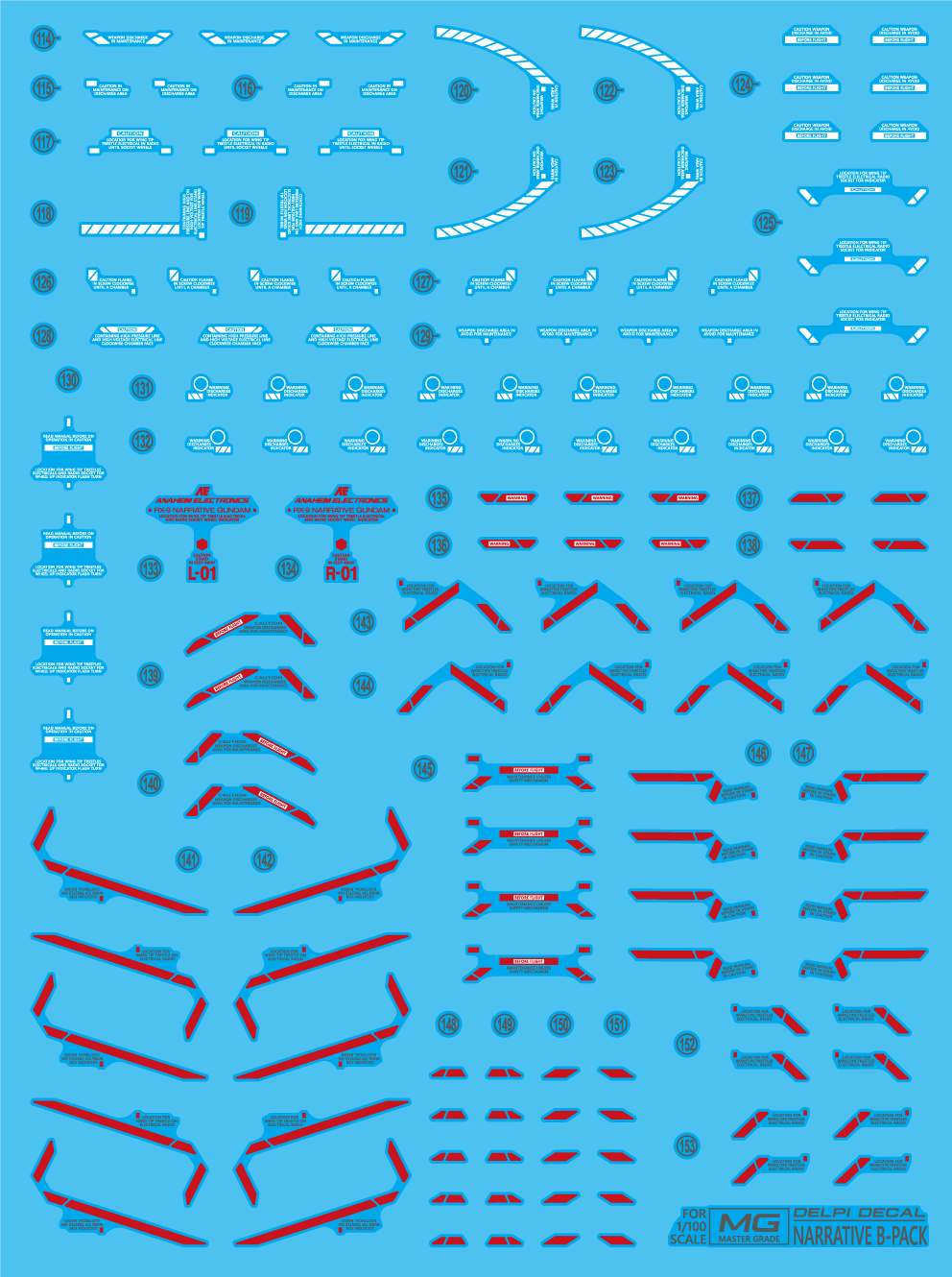 Delpi Decal - MG 1/100 Narrative B Packs