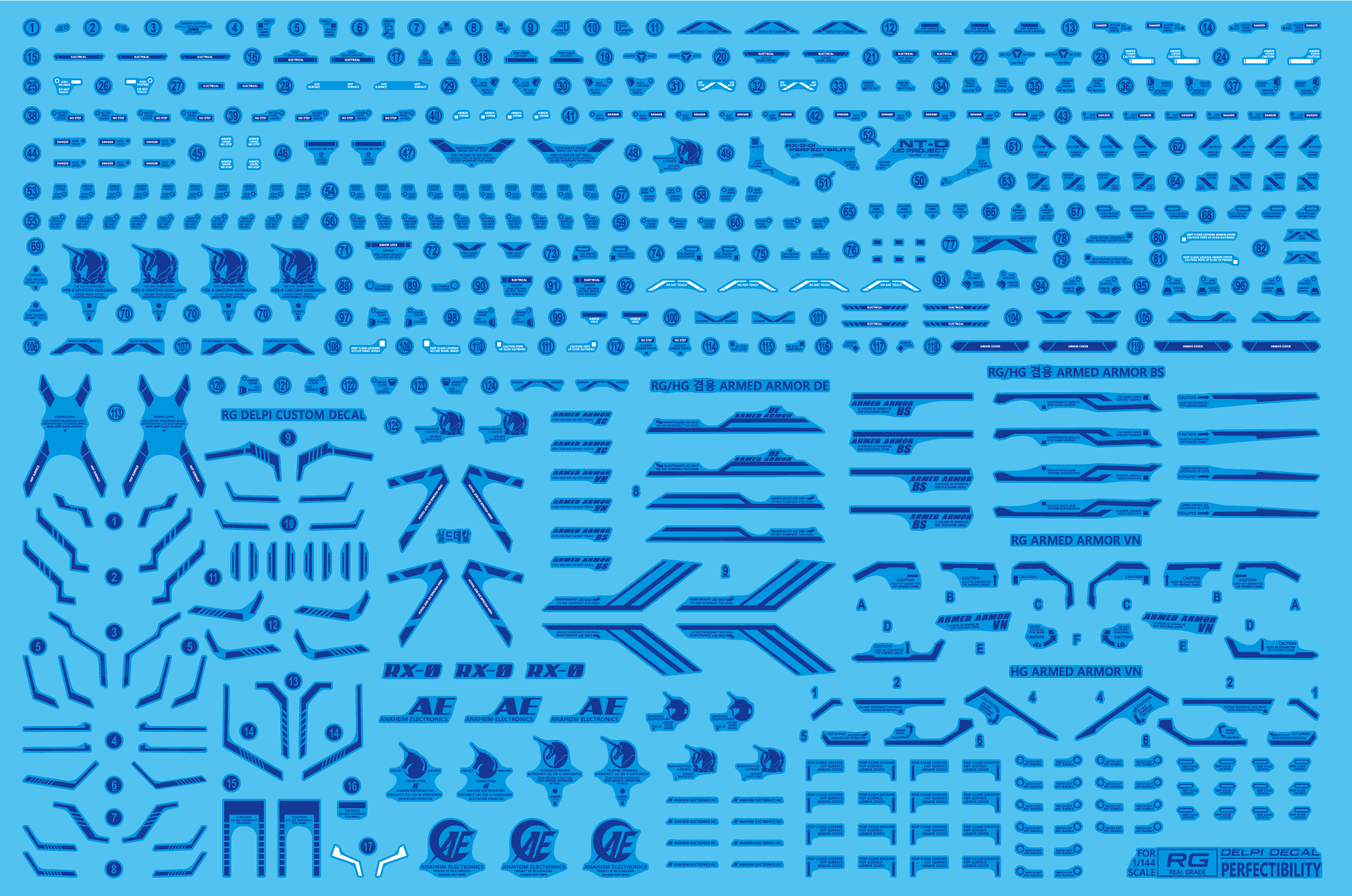 Delpi Decal - RG HG 1/144 Unicorn Gundam Perfectibility Holo